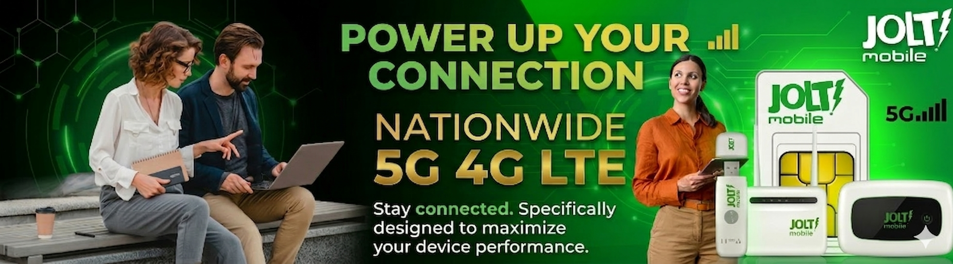 Portable WiFi MiFi broadband router and internet dongle with Jolt Mobile SIM connectivity