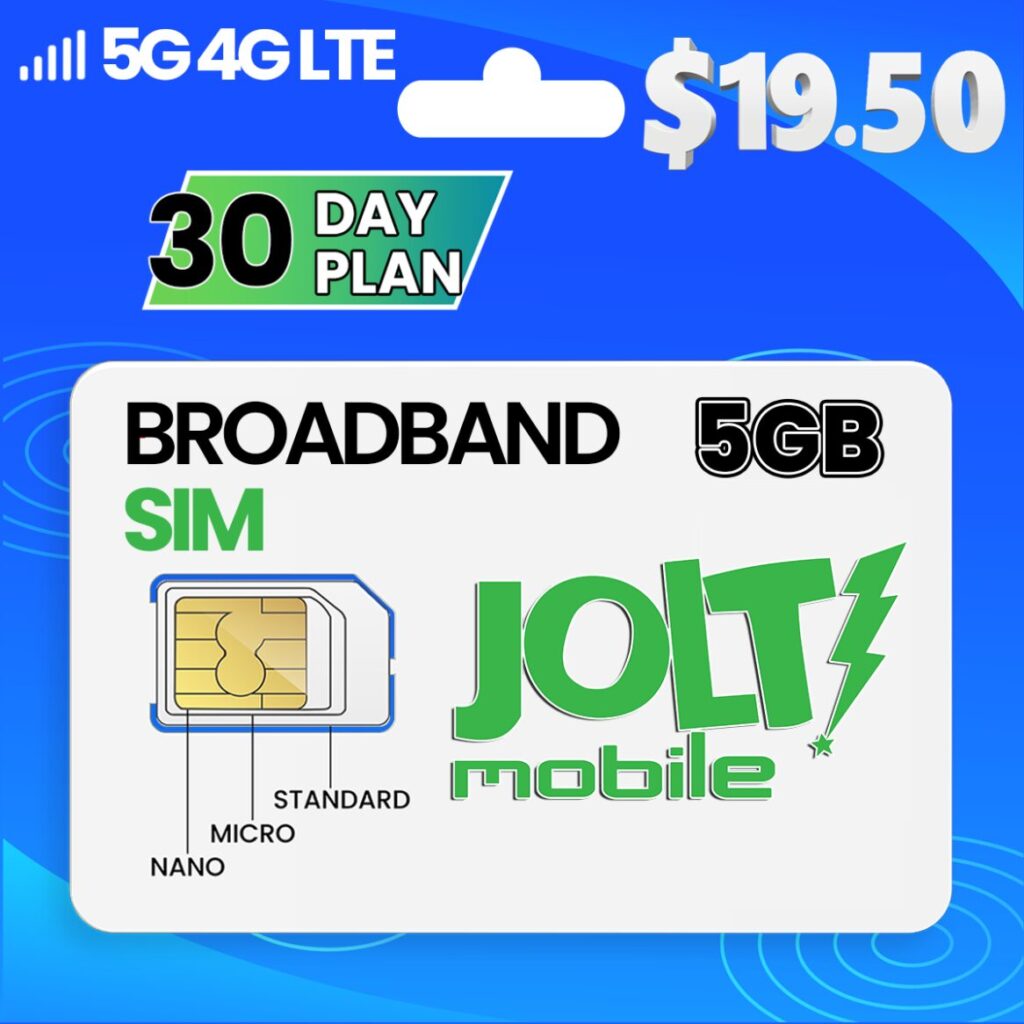 $19.50 Jolt Mobile® Prepaid Data Only 4G SIM Card