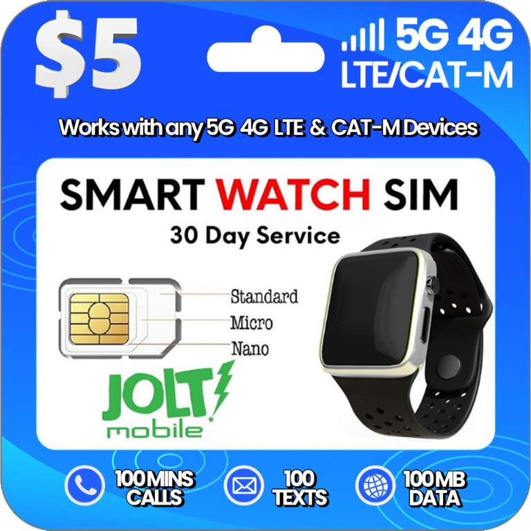 $5.00 Jolt Mobile® Prepaid Smartwatch SIM Card