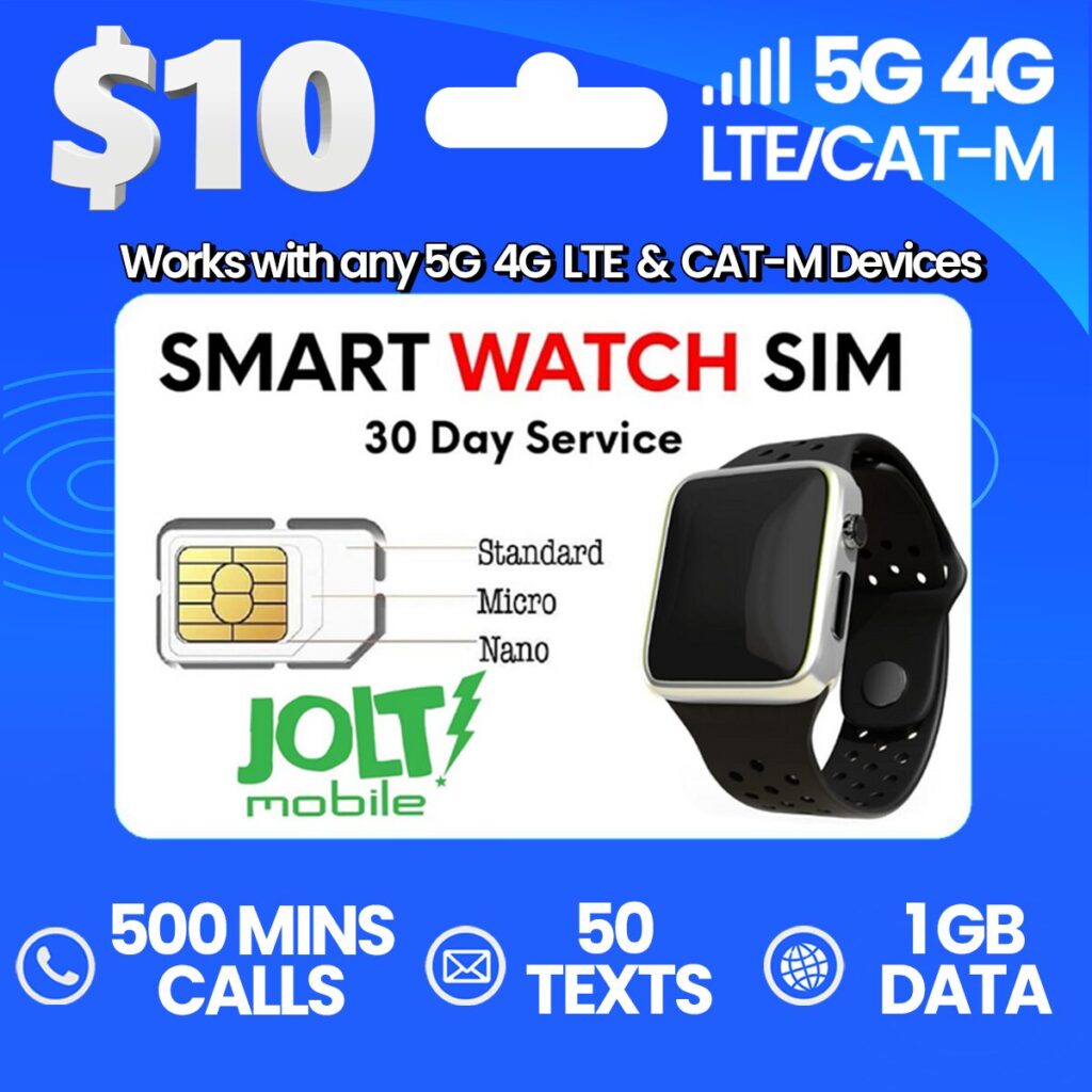 Jolt Mobile 10$ Tracker Smartwatch Sim 500mins plan