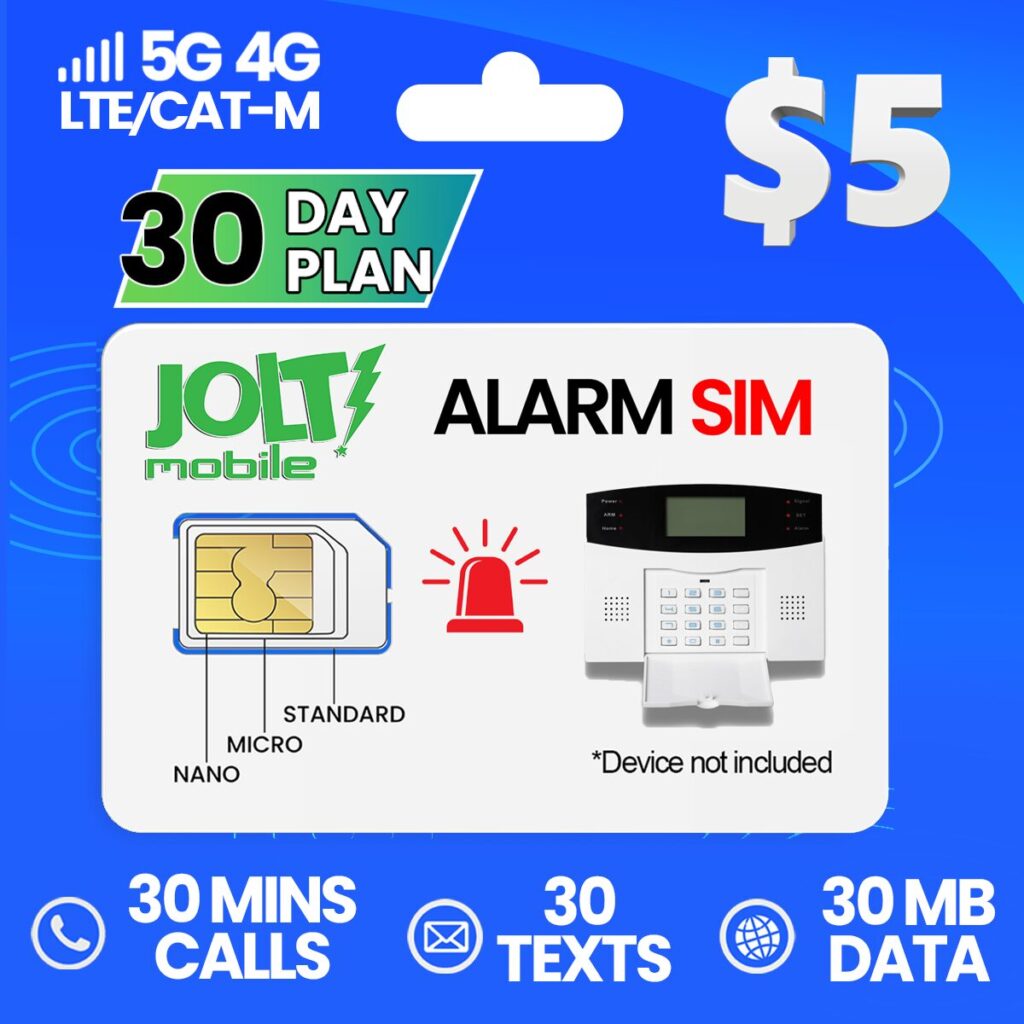 Jolt Mobile 5$ Alarm Sim plan 30MB Data