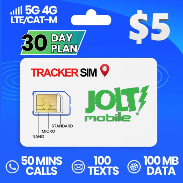 Jolt Mobile 5$ Tracker Sim plan 100MB Data