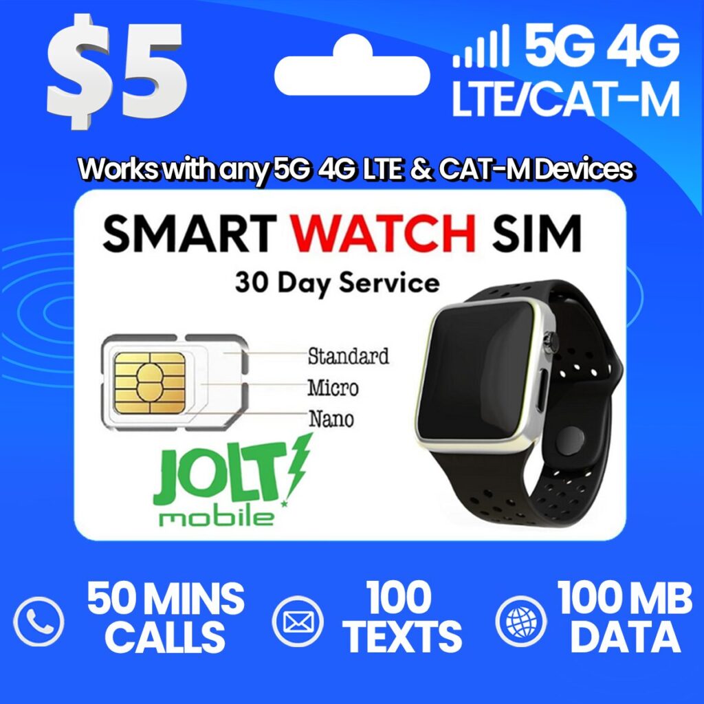 Jolt Mobile 5$ Tracker Smartwatch Sim 50mins plan