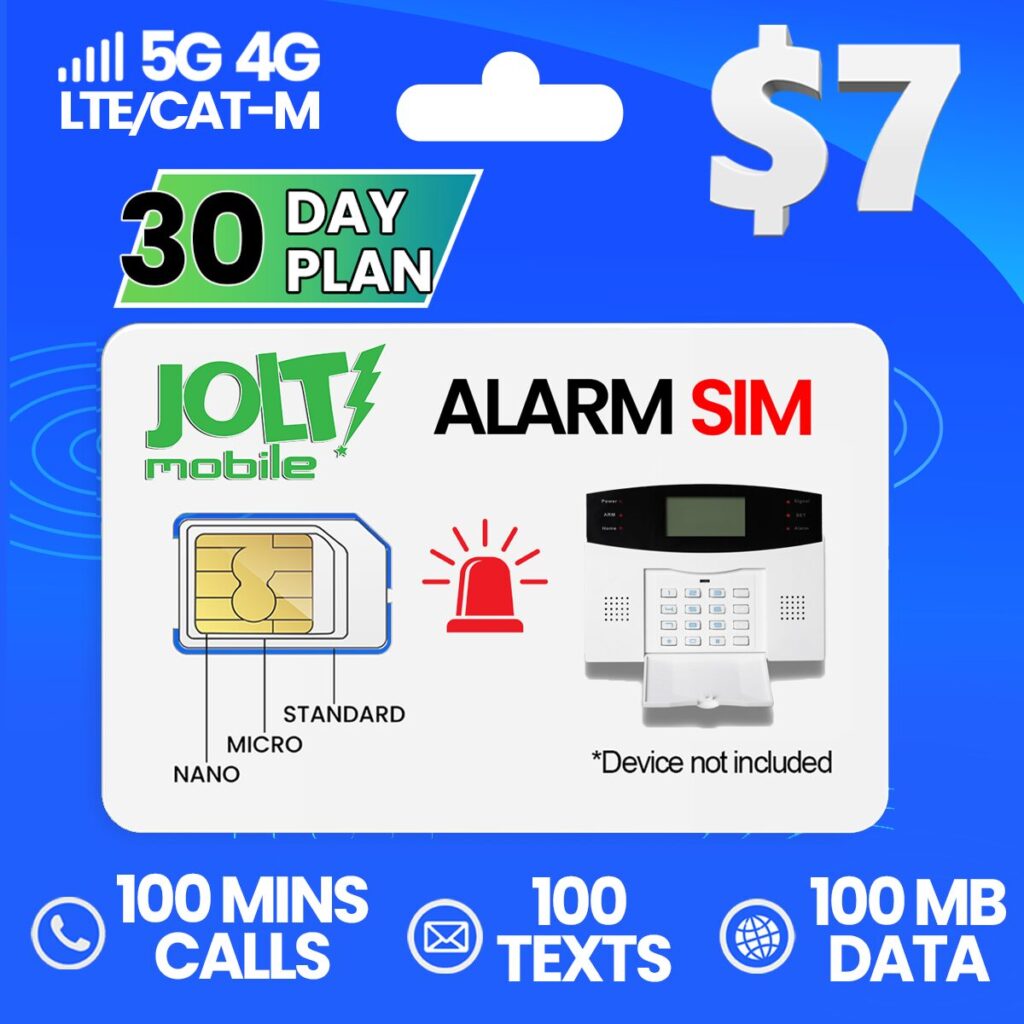 Jolt Mobile 7$ Alarm Sim plan 100MB Data