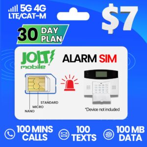 Jolt Mobile 7$ Alarm Sim plan 100MB Data