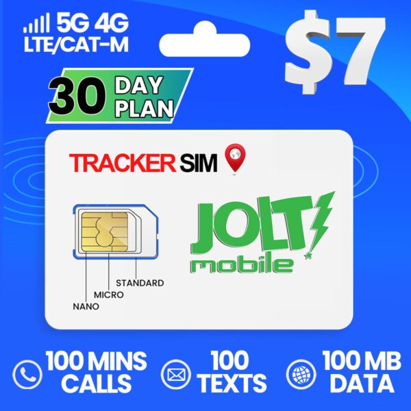 Jolt Mobile 7$ Tracker Sim plan 100MB Data