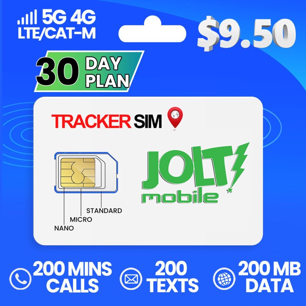 Jolt Mobile 9.50$ Tracker Sim plan 200MB Data