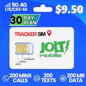 Jolt Mobile 9.50$ Tracker Sim plan 200MB Data