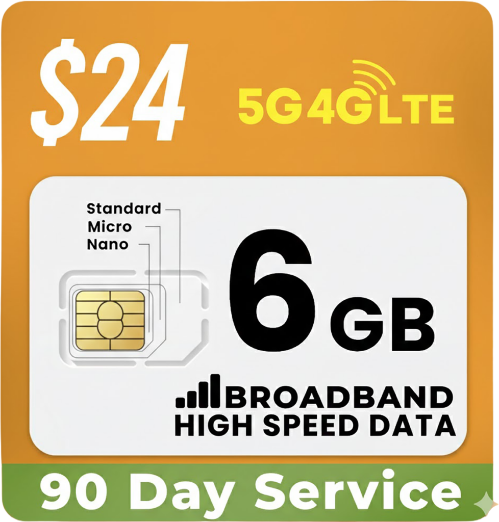 jolt 6gb broadband high speed data sim card 4g 5g lte 90 day plan